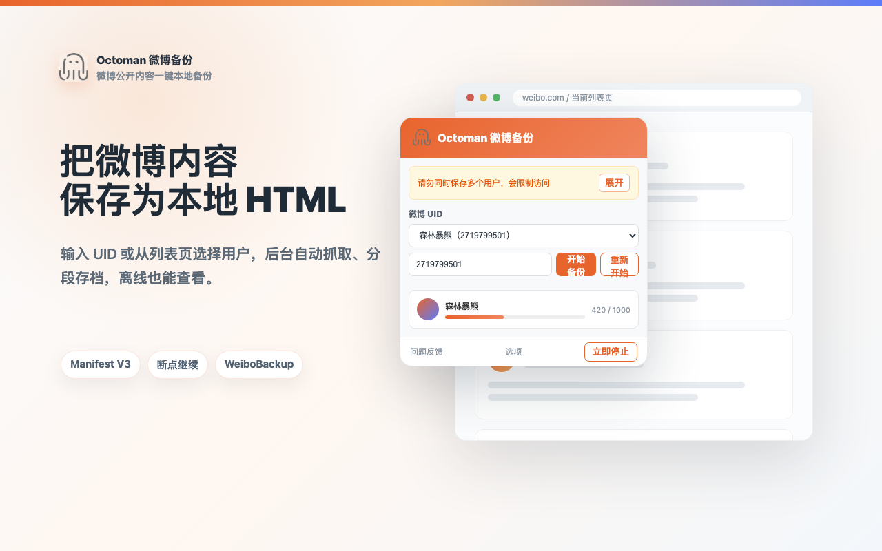 Octoman 扩展总览界面